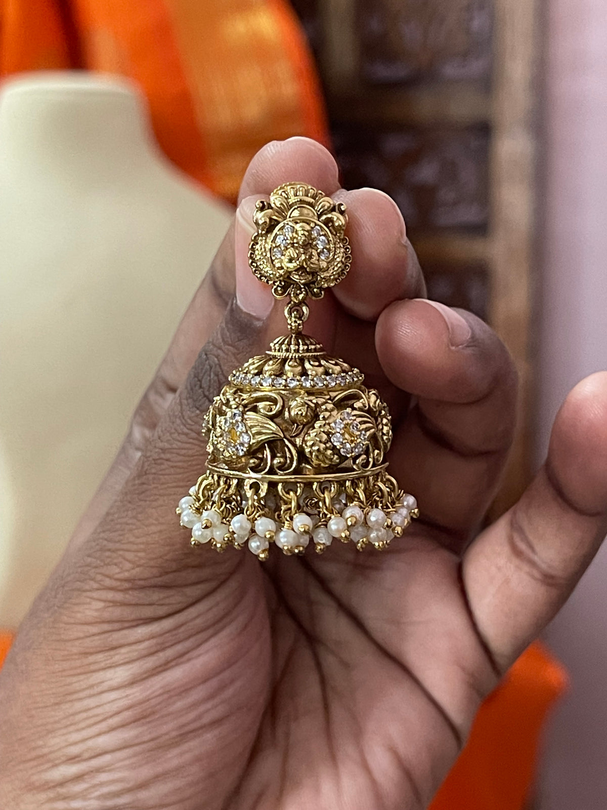 Peacock Nakshi Jhumka