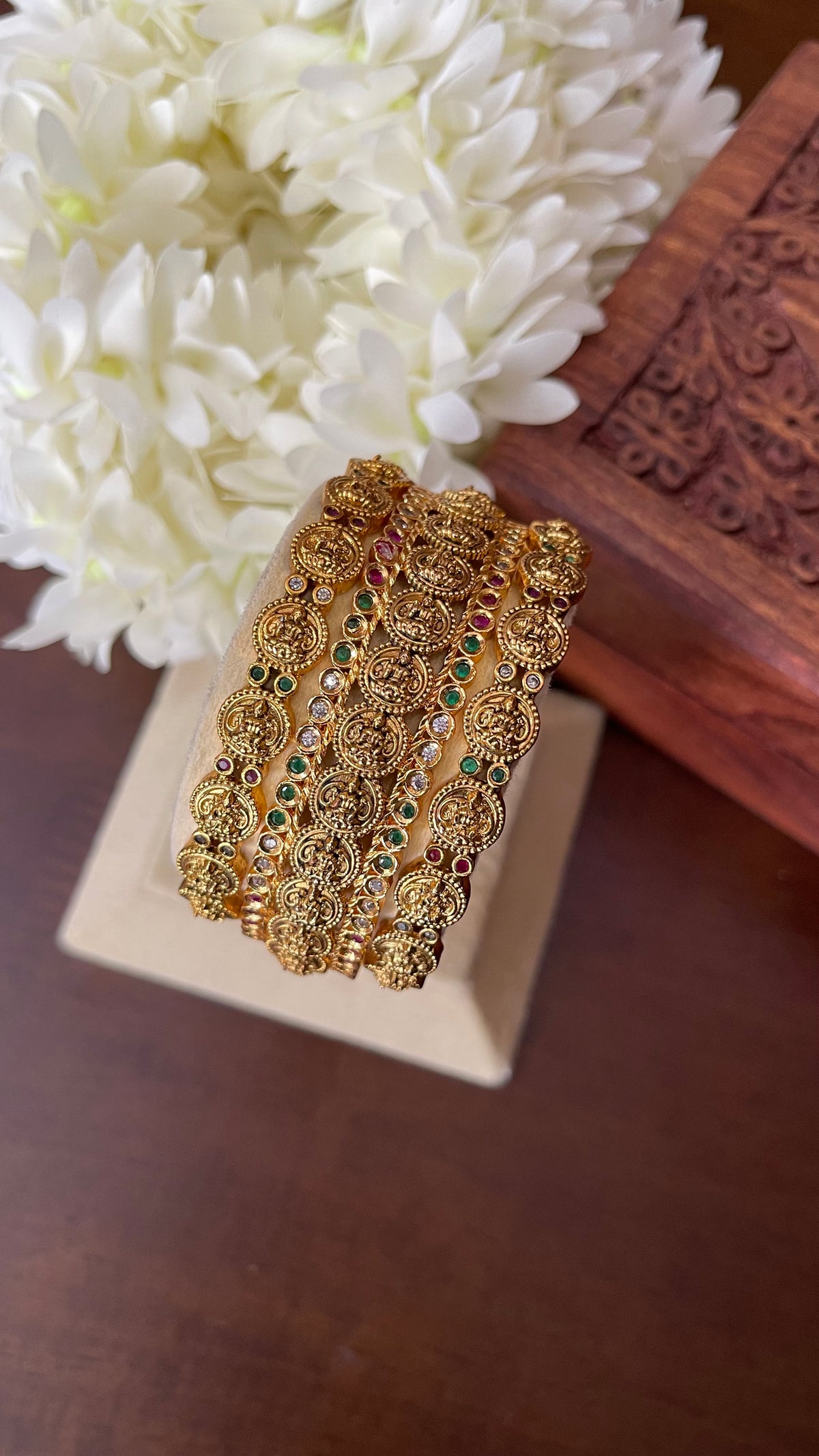 Antique Lakshmi Coin Bangle Set - 3pcs