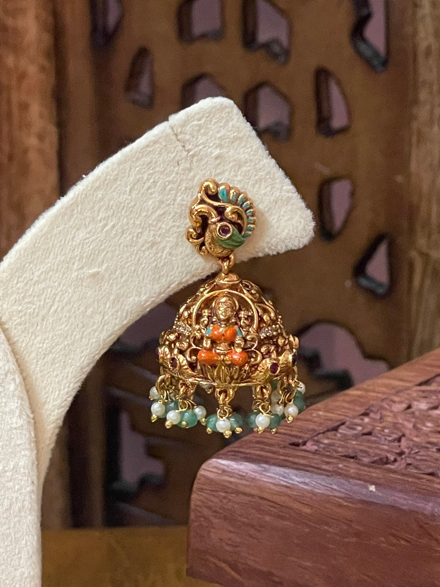 Anitique Hand-painted Nakshi Jhumka - Design 01