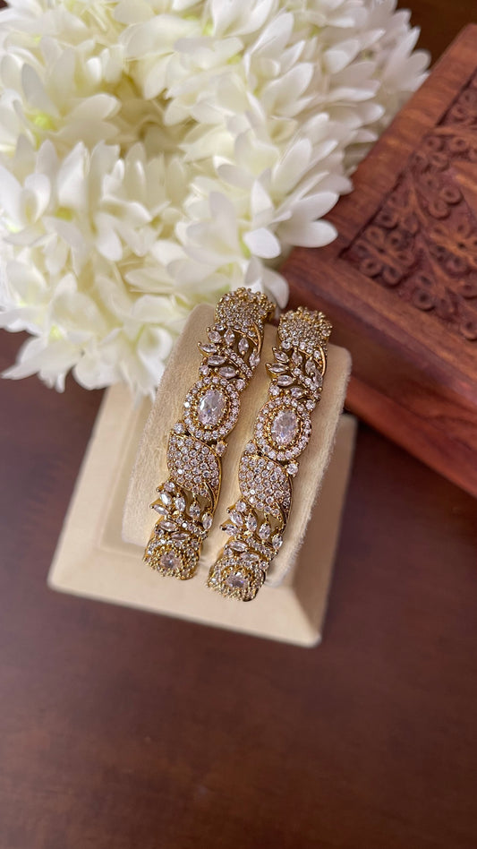 Leaf Vine CZ Bangle - Pair