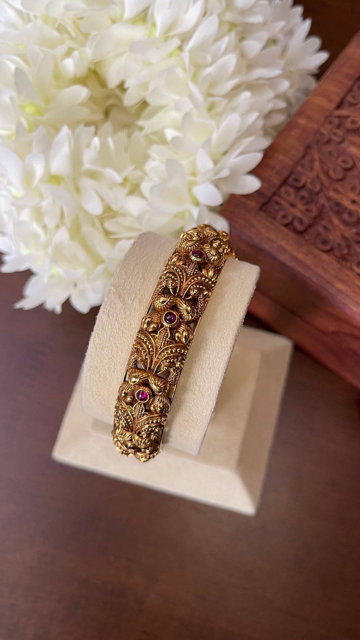 Antique Gold Nakshi Openable Kada Bangle - Single