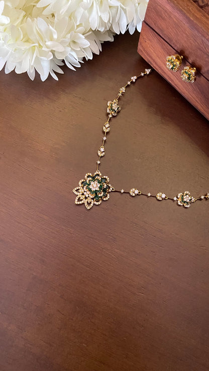 Floral CZ Diamond Replica Necklace Set