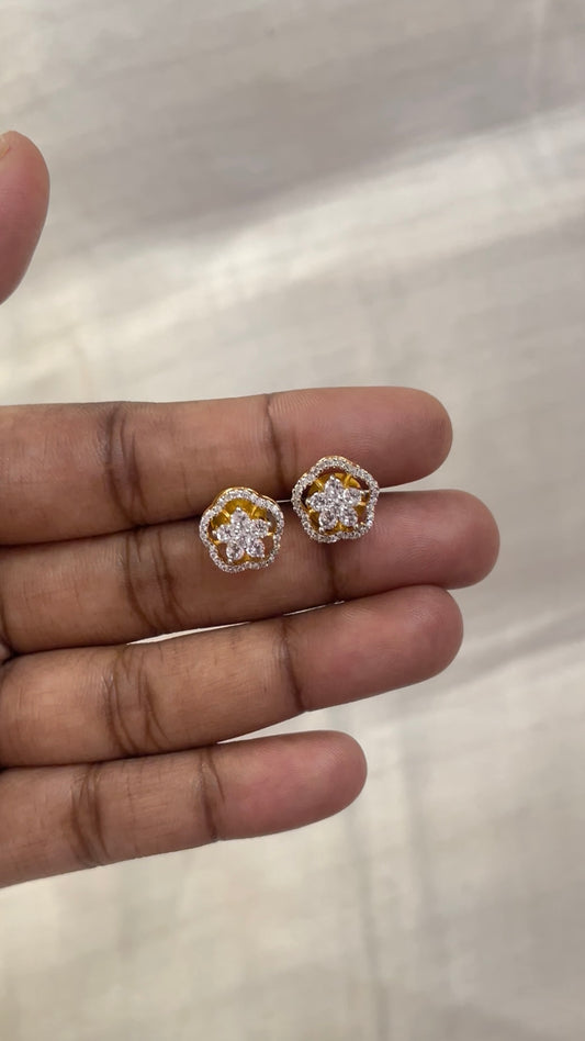Floral Diamond Replica CZ Earstud