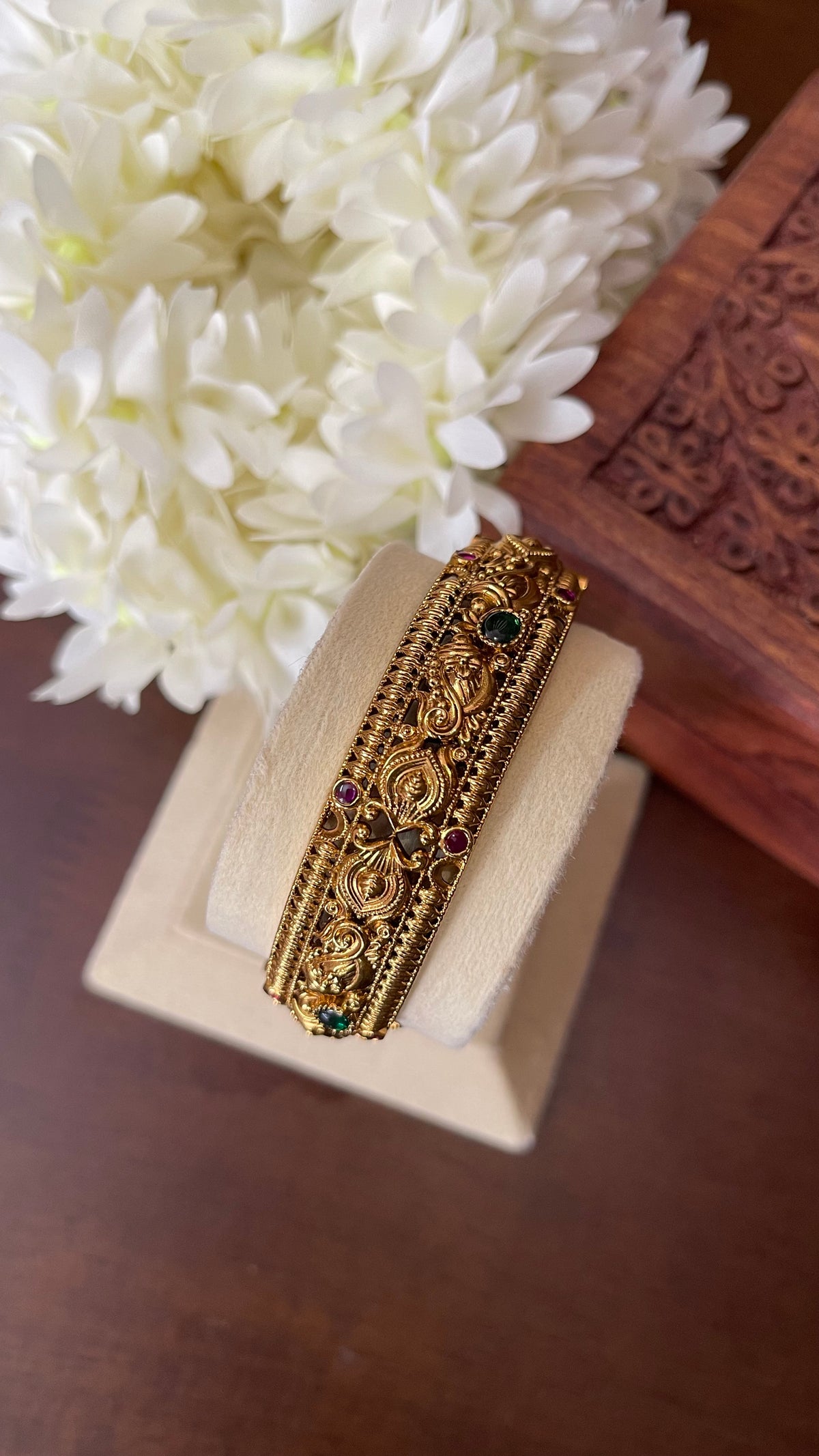 Antique Gold Nakshi Openable Kada Bangle - Single