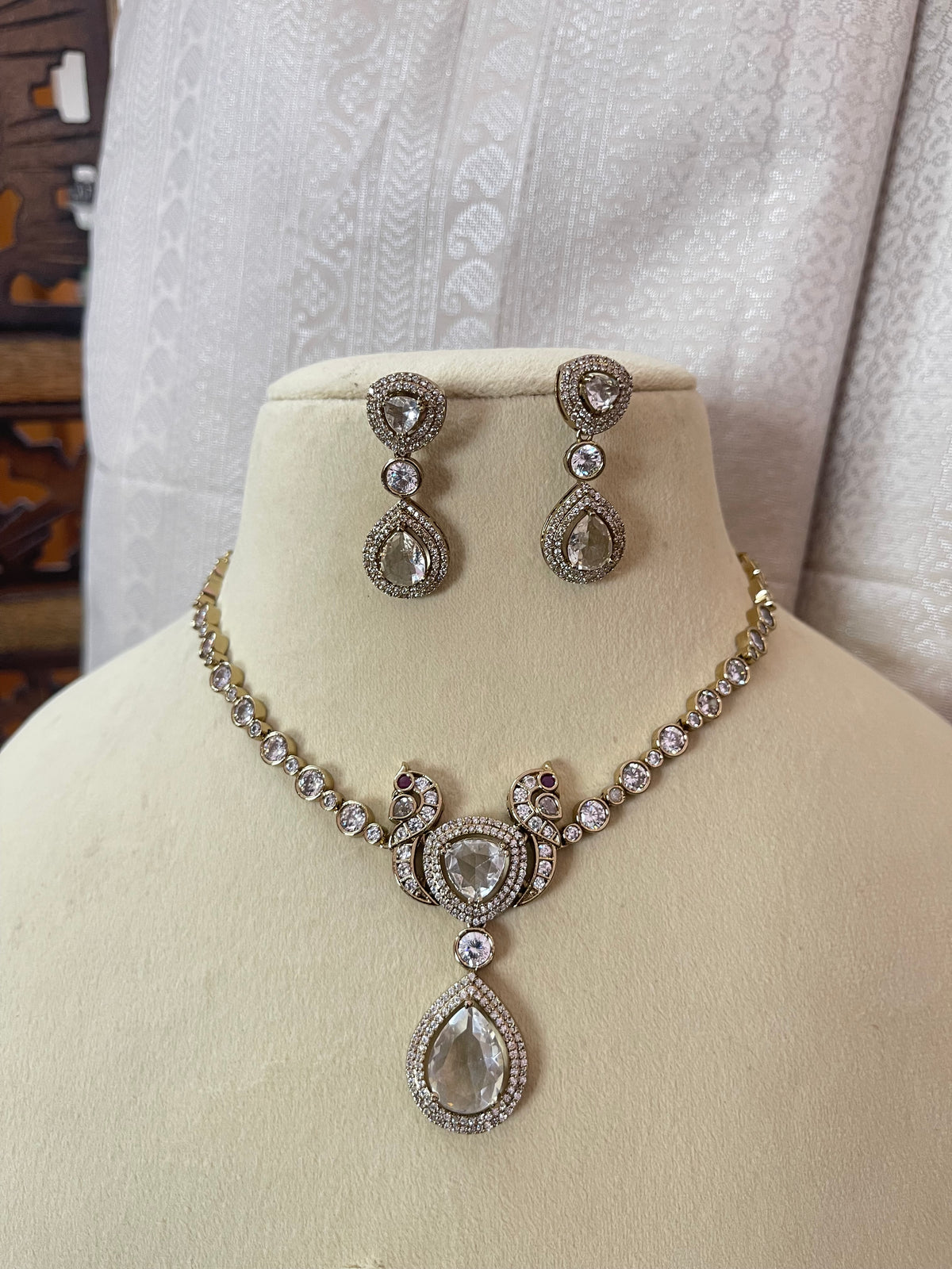Victorian Double Peacock Necklace Set