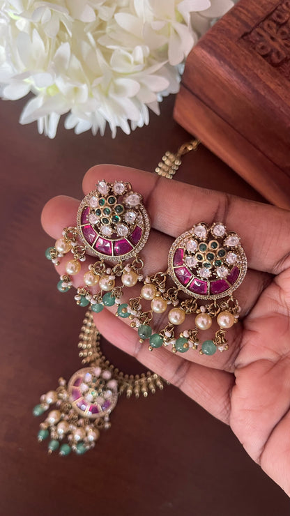 Moissanite Jadau Pearl Statement Necklace Set