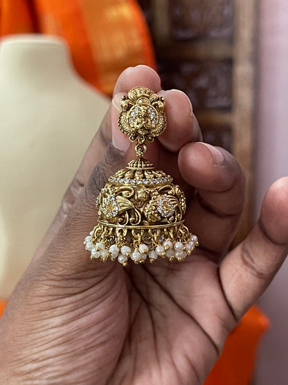Peacock Nakshi Jhumka
