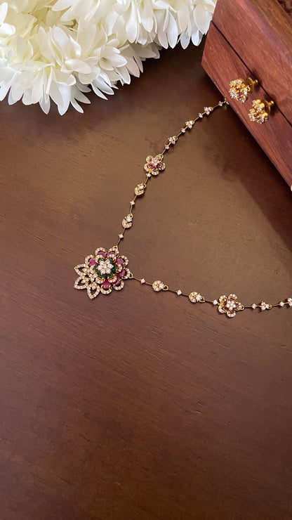 Floral CZ Diamond Replica Necklace Set