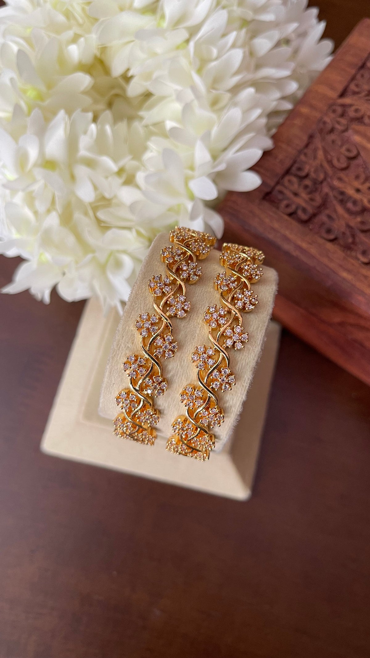 Floral Vine CZ Bangle - Pair