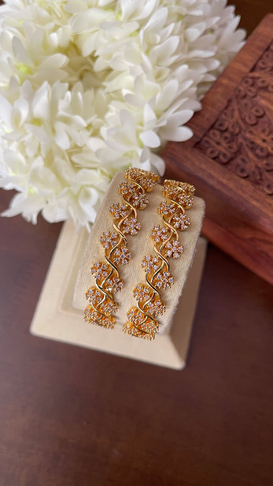 Floral Vine CZ Bangle - Pair