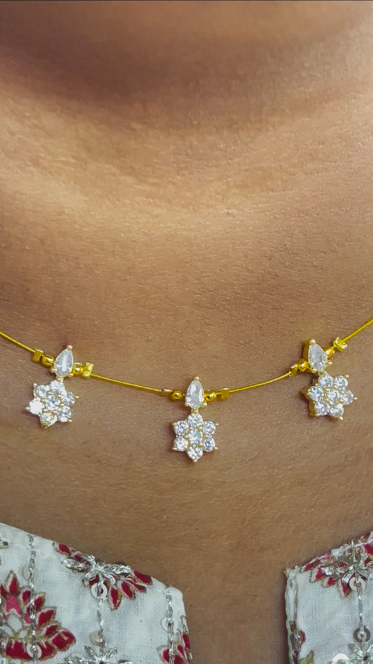 Floral CZ Invisible Chain