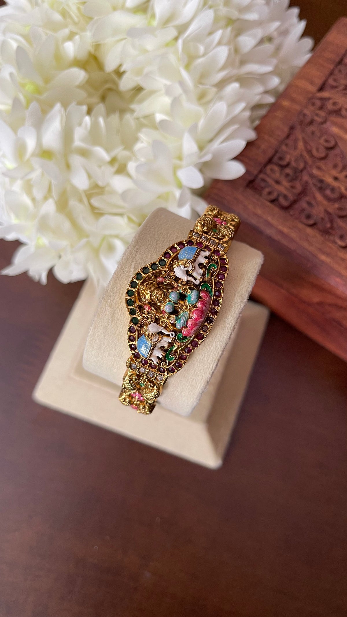 Antique Enamel Openable Kada Bangle - Single