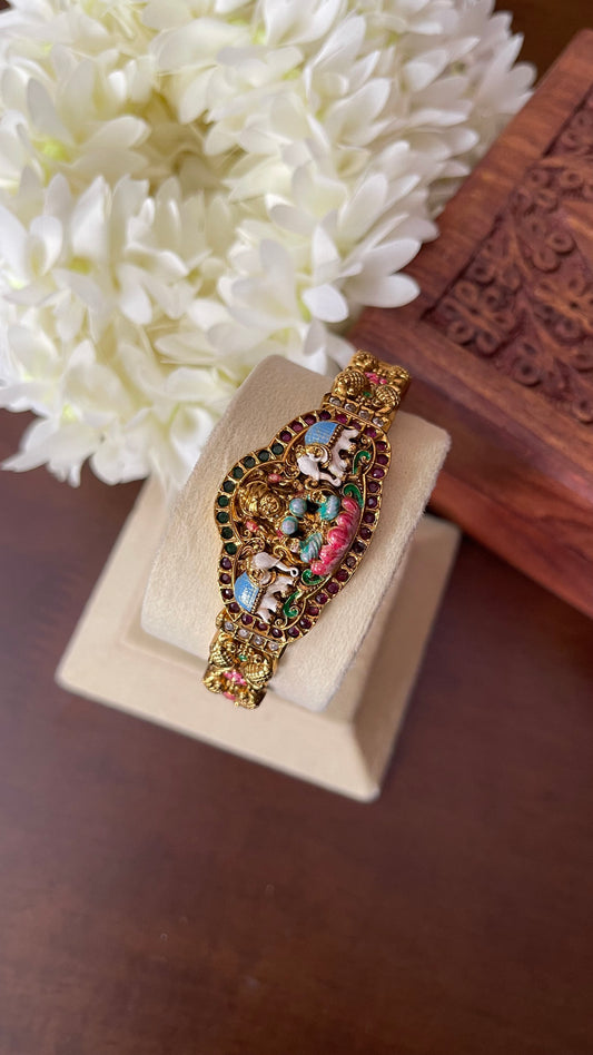 Antique Enamel Openable Kada Bangle - Single