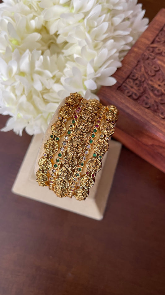 Antique Lakshmi Coin Bangle Set - 3pcs