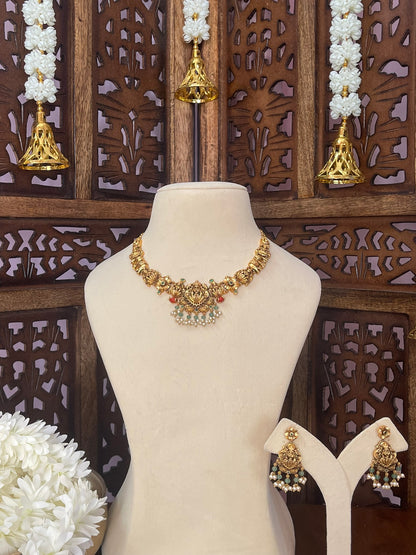 Antique Lakshmi-Elephant Coral Necklace Set