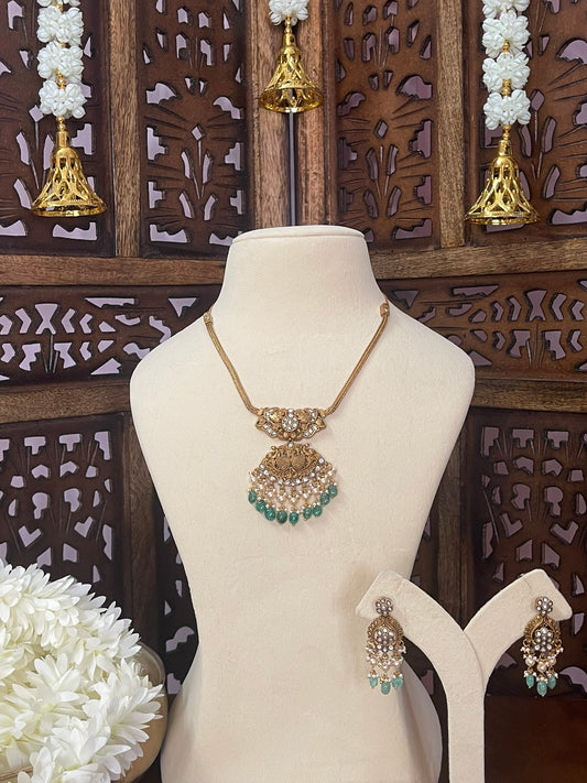 Peacock Jadau Pendant Set