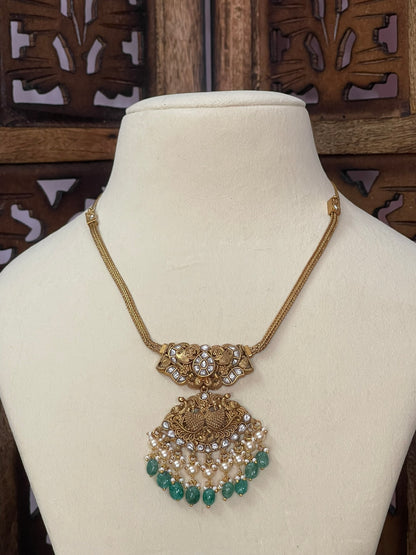 Peacock Jadau Pendant Set