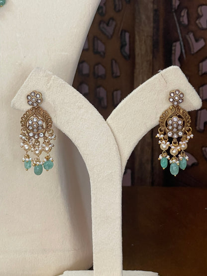 Peacock Jadau Pendant Set