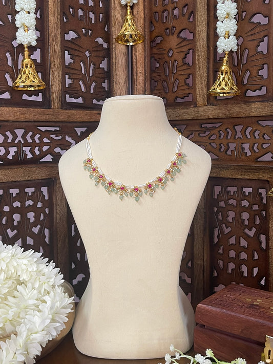 Jadau Heart Pearls Necklace