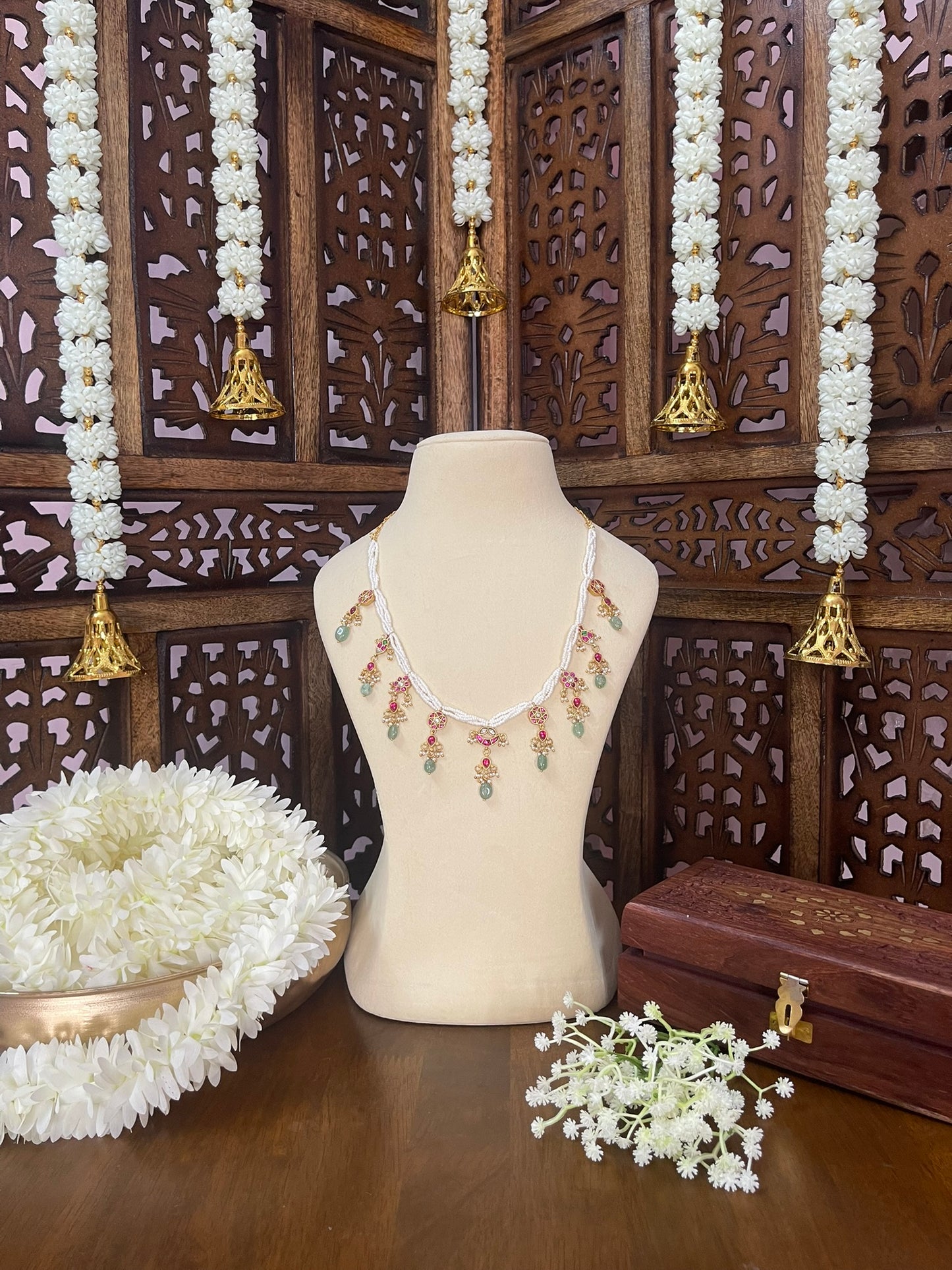Jadau Half Moon Pearls Necklace