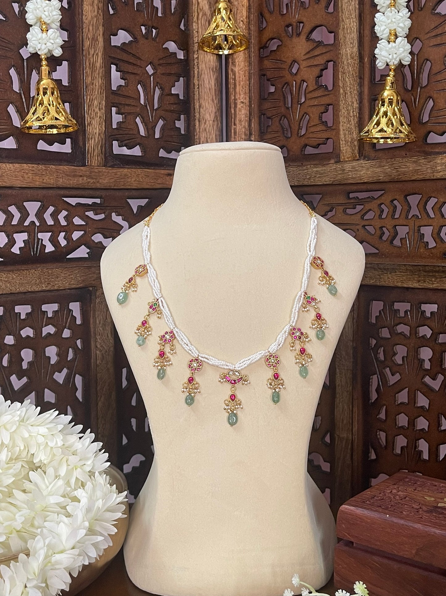 Jadau Half Moon Pearls Necklace