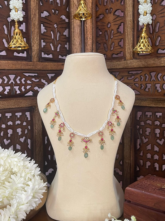 Jadau Half Moon Pearls Necklace