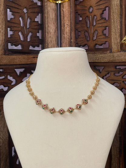 Antique Golden Ball Chain Necklace