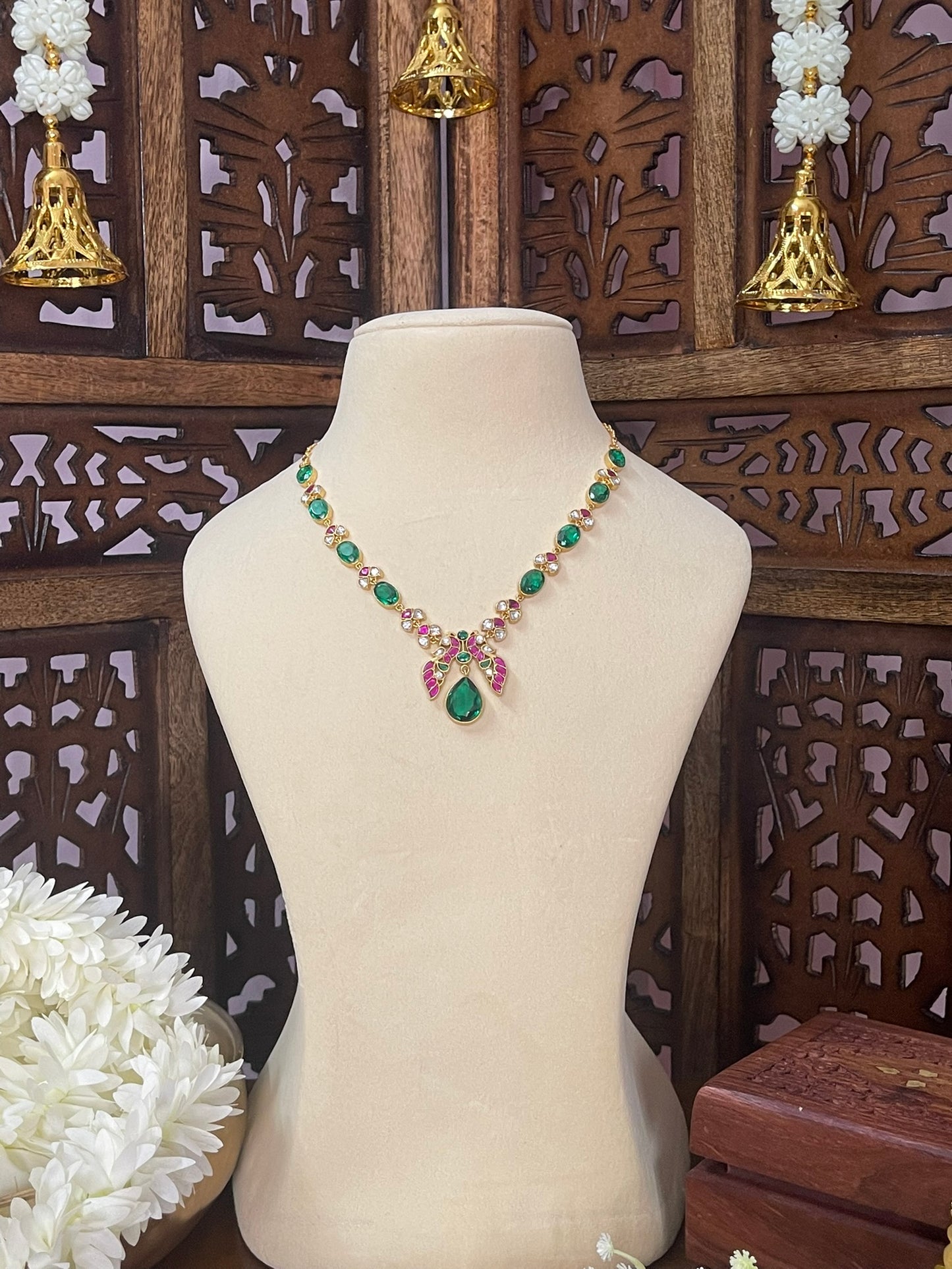 Peacock Jadau statement necklace
