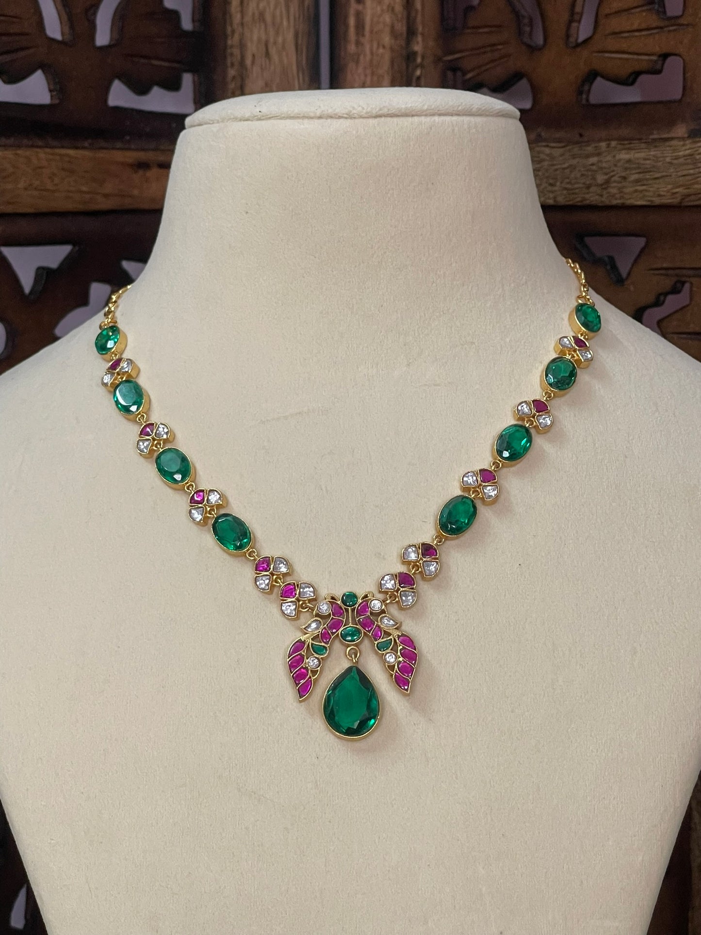 Peacock Jadau statement necklace