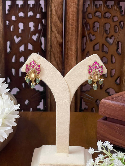 3D Peacock Jadau Ear studs