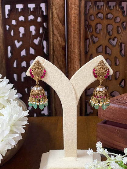 Jadau Gaja Lakshmi Jhumka