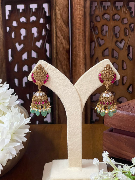 Jadau Gaja Lakshmi Jhumka