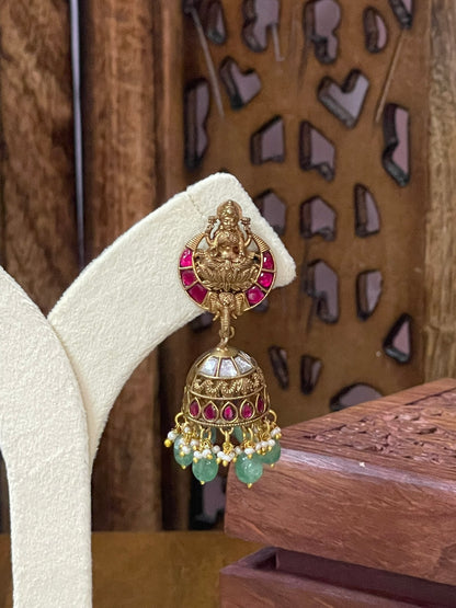 Jadau Gaja Lakshmi Jhumka