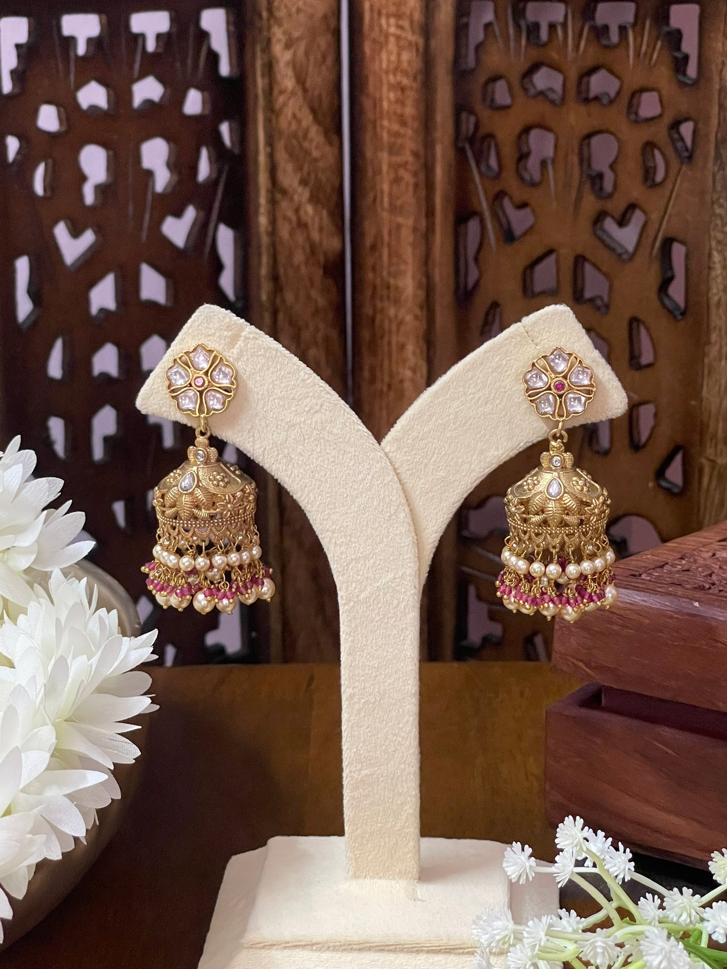 Jadau Moissanite Over sized Jhumka