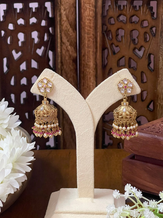 Jadau Moissanite Over sized Jhumka