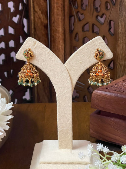 Anitique Hand-painted Nakshi Jhumka - Design 01