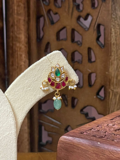 Jadau Lotus-Crescent inspired Ear studs