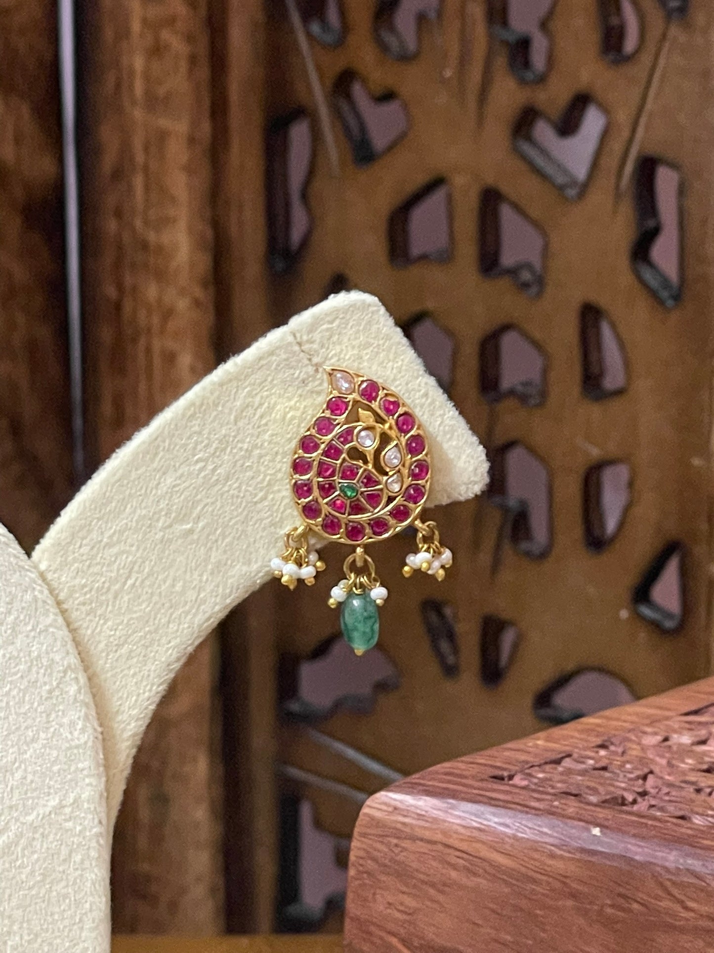 Jadau Peacock-Mango Ear studs