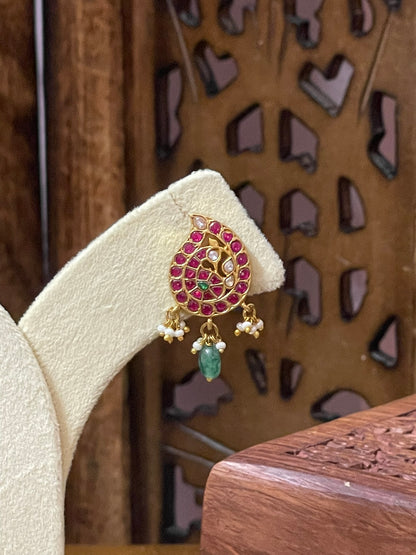 Jadau Peacock-Mango Ear studs