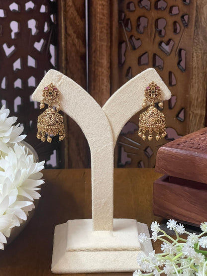 Antique Gold Floral Jhumka