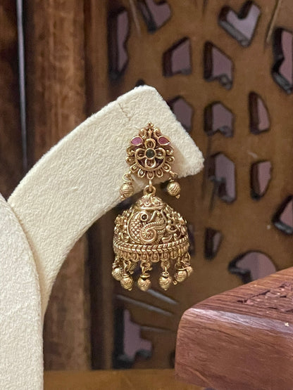 Antique Gold Floral Jhumka