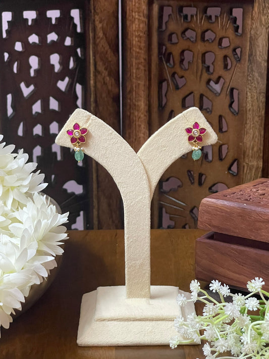 Jadau Five Petal Flower Ear studs