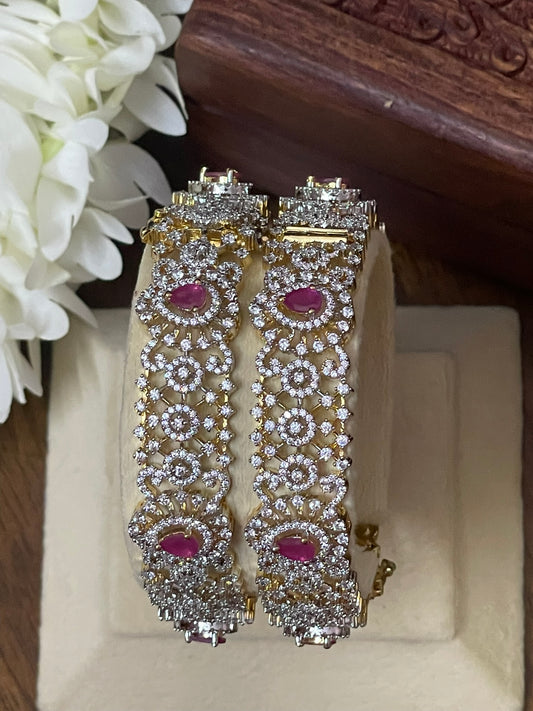 CZ Bridal Openable Kada Bangles - Pair