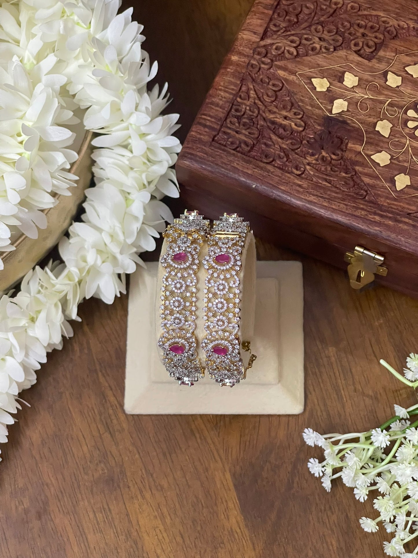 CZ Bridal Openable Kada Bangles - Pair