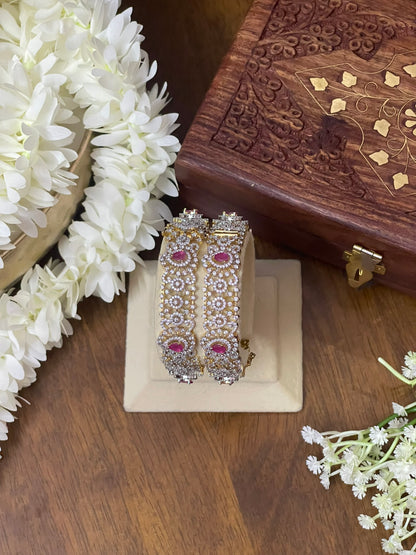 CZ Bridal Openable Kada Bangles - Pair