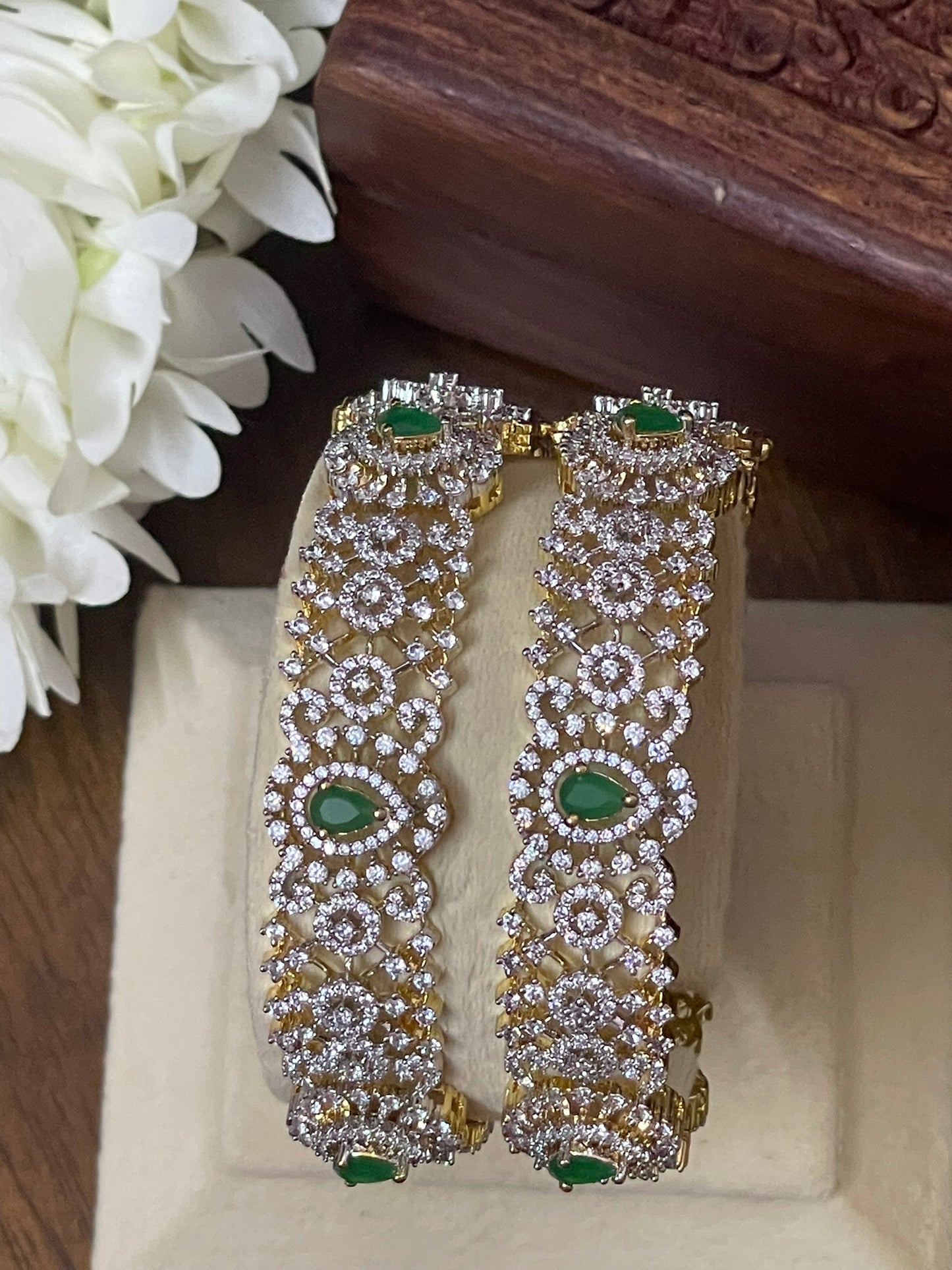 CZ Bridal Openable Kada Bangles - Pair