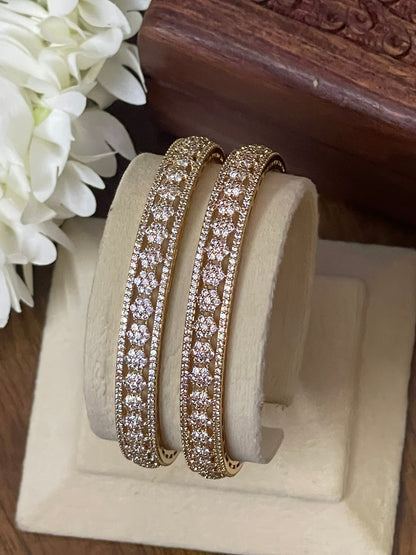 Diamond inspired Floral CZ Bangles - Pair