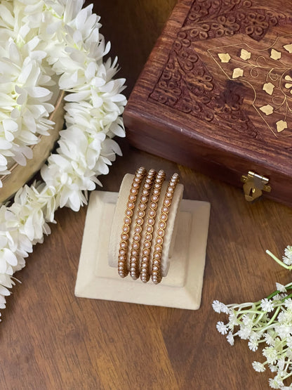 Antique Pearl Line Bangles - 4 pcs