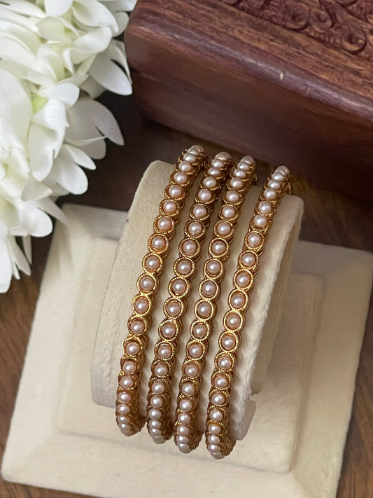 Antique Pearl Line Bangles - 4 pcs