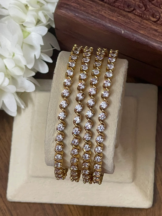 Diamond Inspired Twisted Line Bangles - 4 pcs